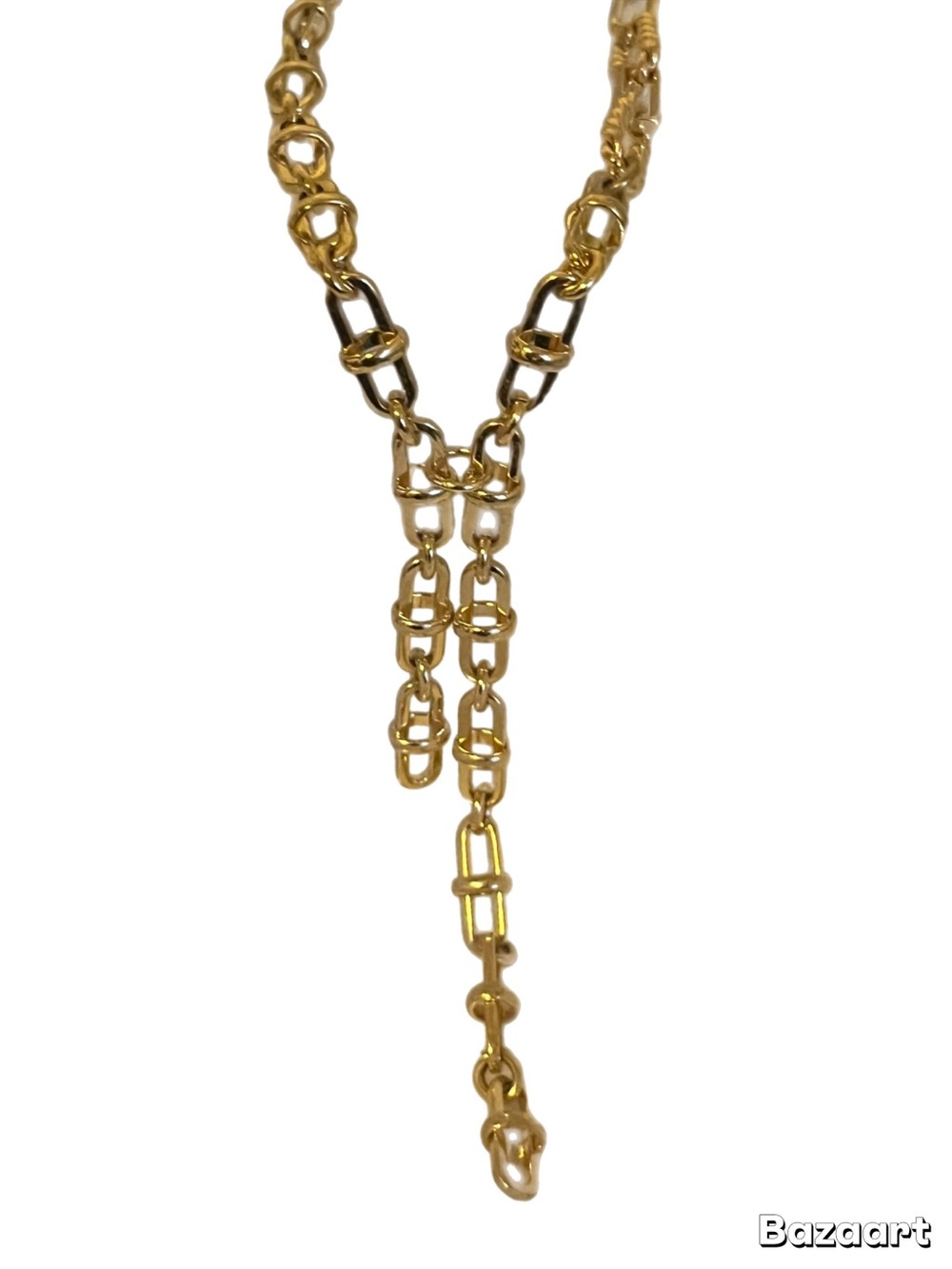 Anthropologie Gold Chunky Hardware Link Lariat Y-Necklace Statement